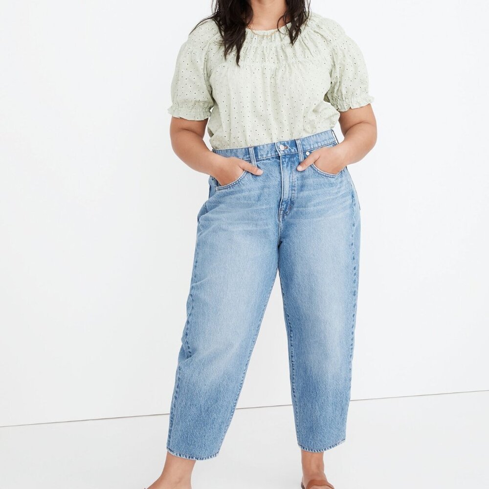 Madewell Baggy Tapered High Rise Blue Denim Jeans Size 32 100% Cotton